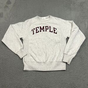 Temple Owls Sweatshirt Mens Extra Small Gray Crew Neck‎ Champion Reverse Weave